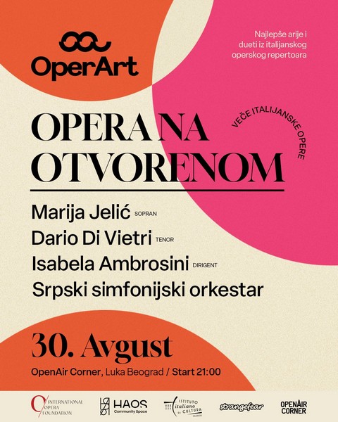 “Opera na otvorenom” – veče italijanske opere 30. avgusta u Luci Beograd sa domaćim i italijanskim izvođačima