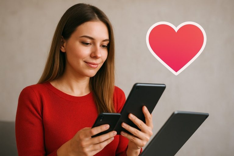 Nasmejana žena gleda telefon – ljubav u eri algoritama i moderna dejting kultura