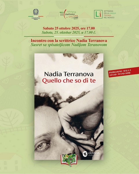 SAJAM KNJIGA – Najava za subotu 25, nedelju 26. i ponedeljak 27. oktobar 2025. Dolaze italijanski pisci Nadija Teranova, Elizabeta Dami (autorka Džeronima Stiltona) i  Vito Katalano