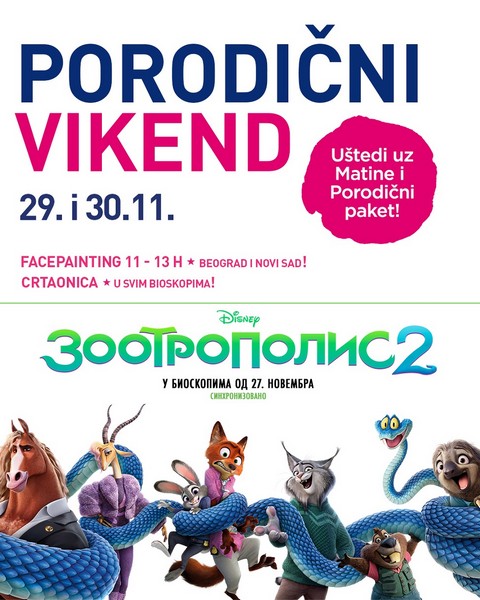 Porodični vikend u CineStaru uz najnoviji Diznijev film ZOOTROPOLIS 2