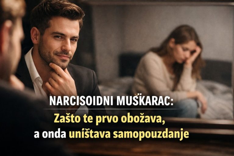 Tužna devojka u pozadini i muškarac u prvom planu – narcisoidni muškarac znaci u vezi