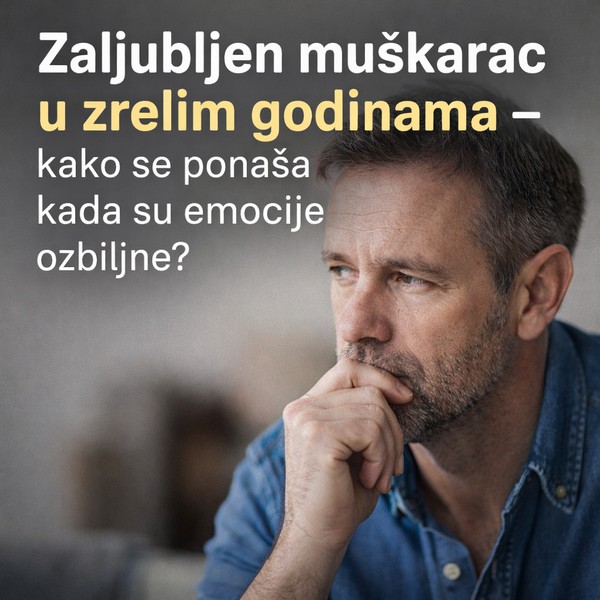 Zaljubljen muškarac u zrelim godinama razmišlja o ozbiljnim emocijama i ljubavi