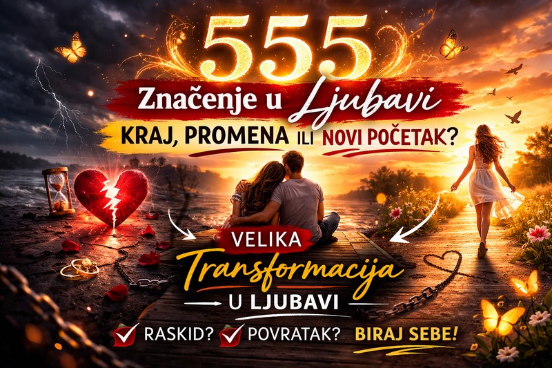 Broj 555 iznad siluete žene na vetru – simbolika 555 značenja u ljubavi i velike emotivne promene