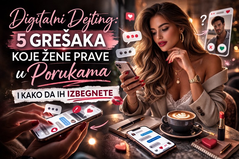 Digitalni dejting greške u porukama – žena dopisuje se na telefonu u kafiću