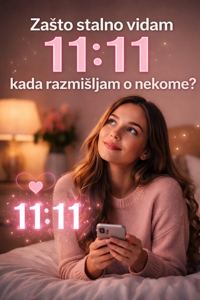 Devojka leži na krevetu i drži telefon dok razmišlja – simbolika 11:11 i značenje u ljubavi