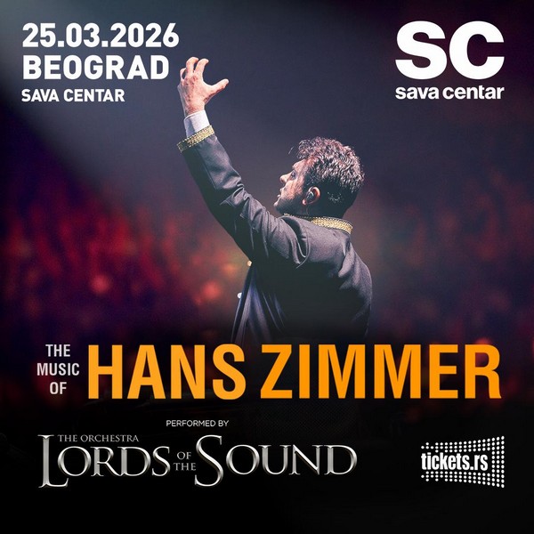 Plakat za koncert The Music of Hans Zimmer u izvođenju Lords of the Sound, 25. marta 2026. u Sava centru u Beogradu