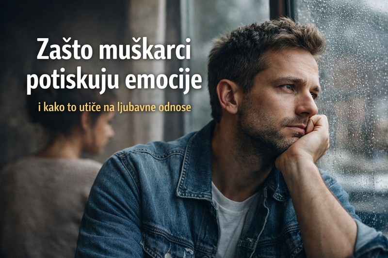 Muškarac zamišljeno gleda kroz kišni prozor dok razmišlja o emocijama i ljubavnim odnosima