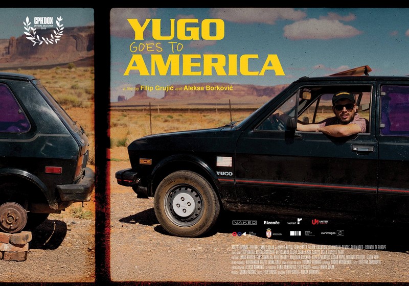 Poster filma Yugo ide u Ameriku – vozač u crnom jugu na putovanju kroz američki pejzaž, Beldocs 2026 otvaranje
