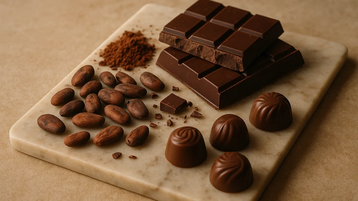 Zanatska čokolada, kakao zrna i praline