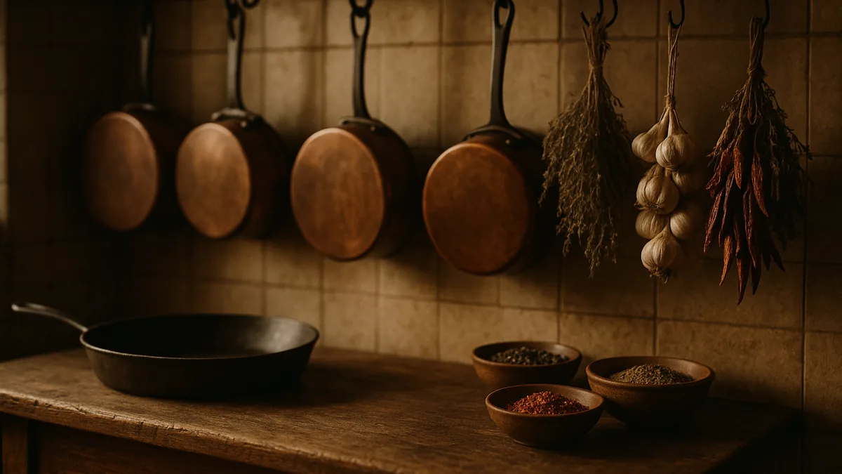 Tradicionalna kuhinja sa bakarnim posuđem